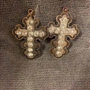 Metal cross earrings
